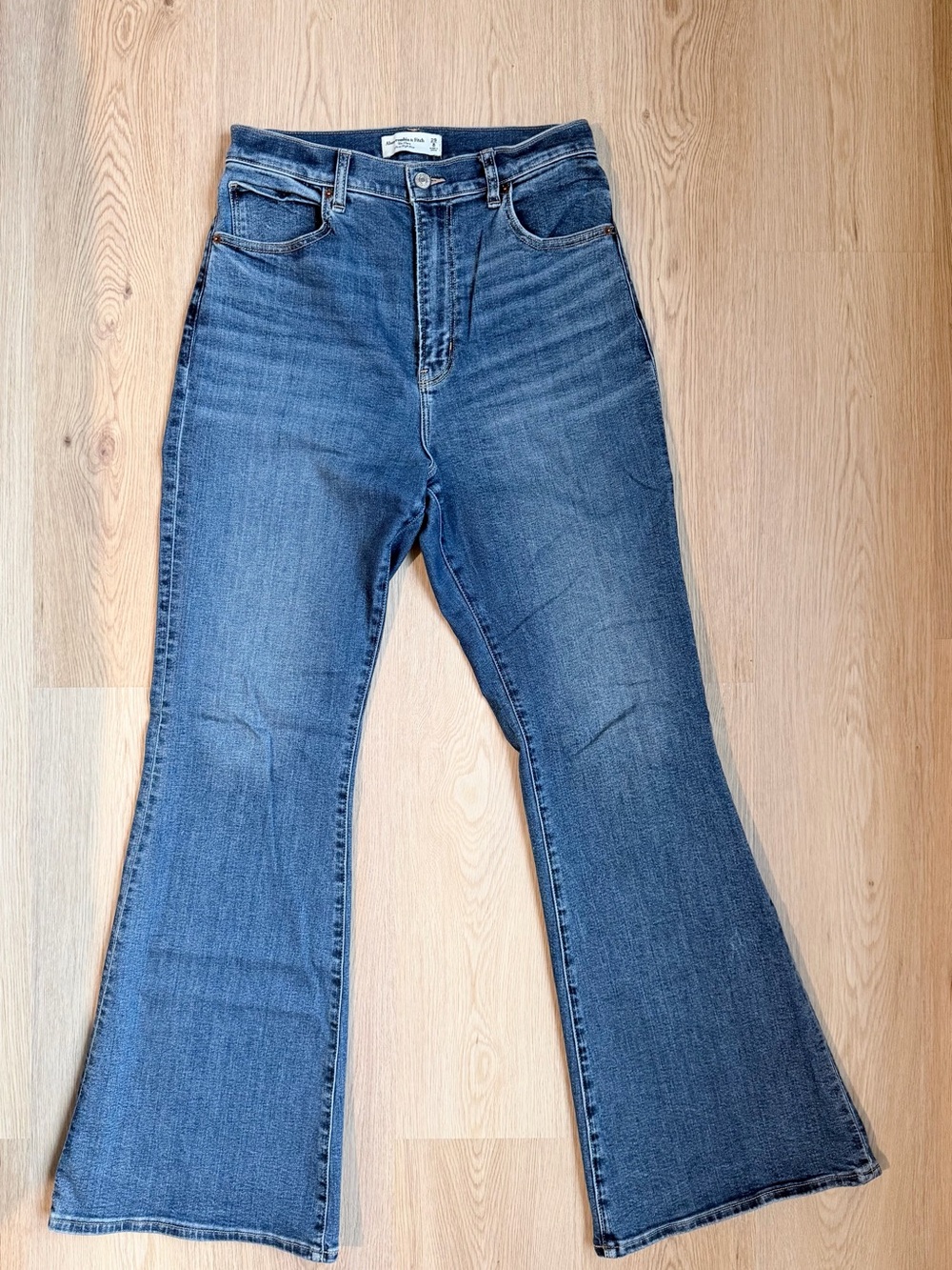 Abercrombie & Fitch Curve Love Dark Blue High-Rise Flare Jeans